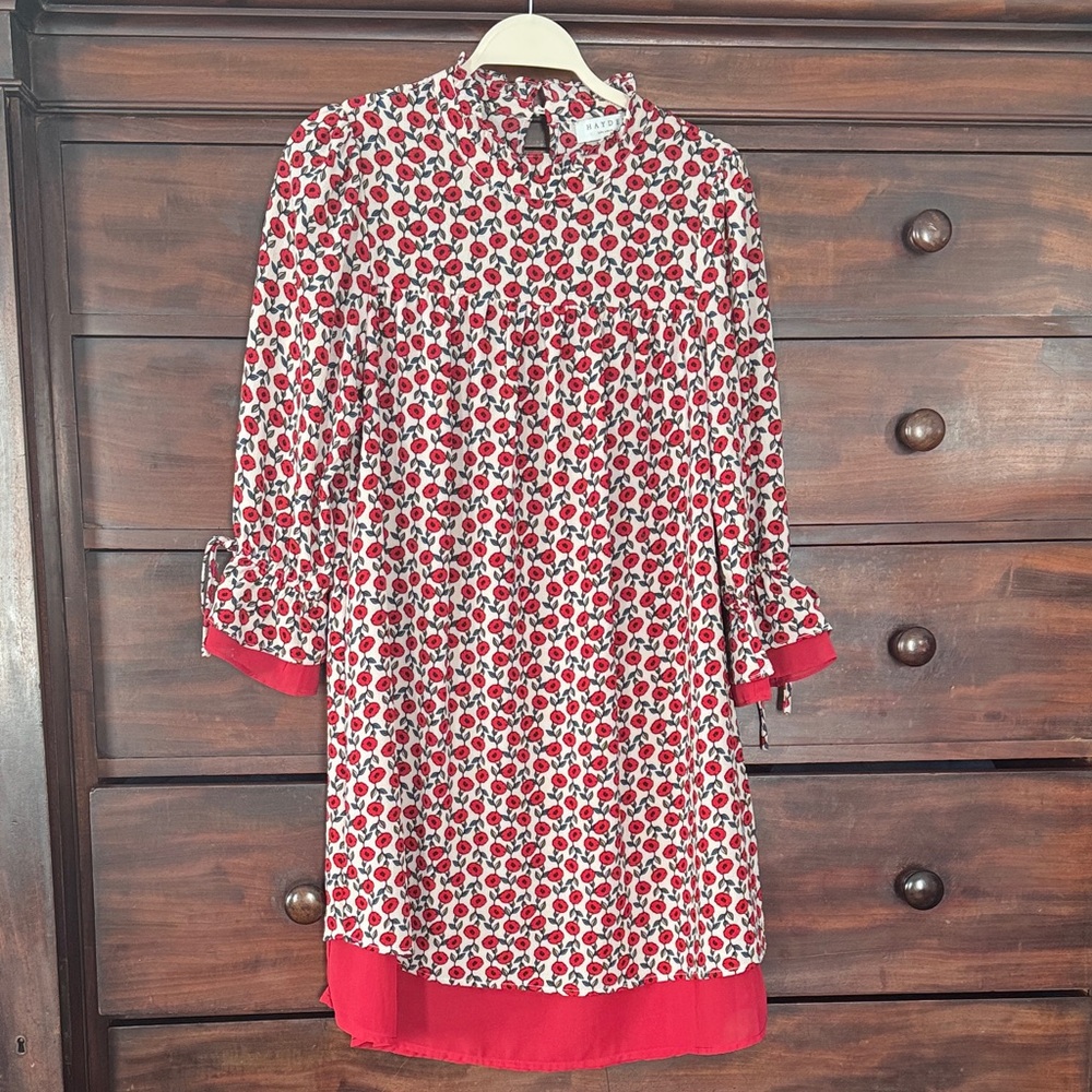 Hayden Red and White Floral Long Sleeve Dress